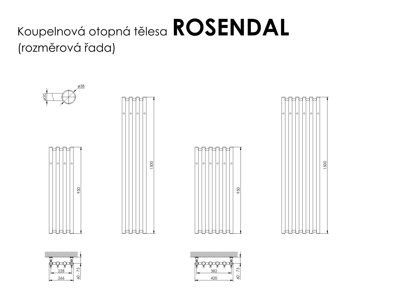 Rozměry
radiátoru ROSENDAL